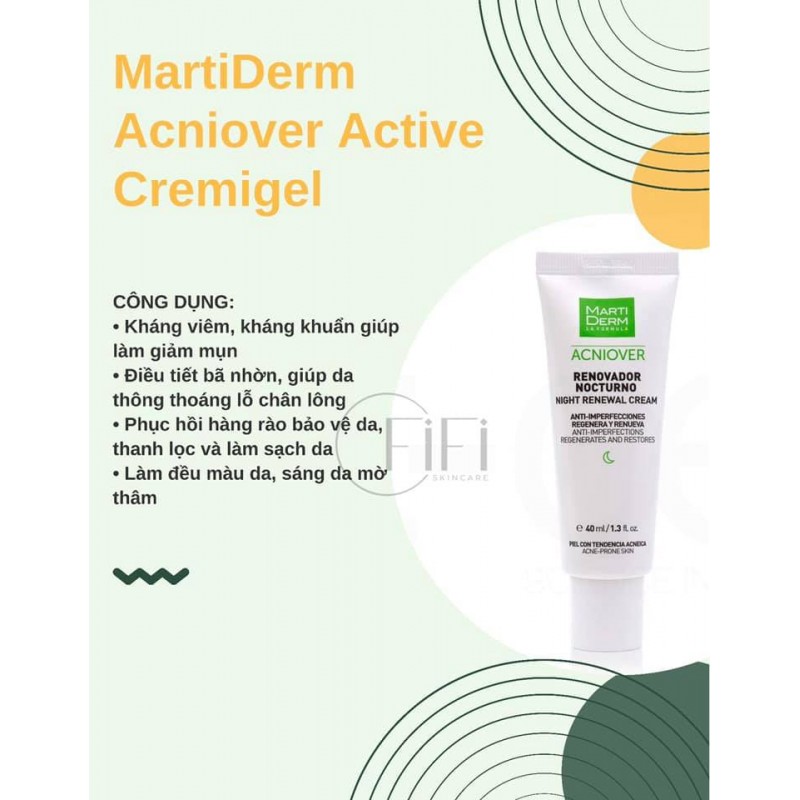 l kem dưỡng giảm mụn dành cho da dầu, mụn MartiDerm Acniover Night Renewal